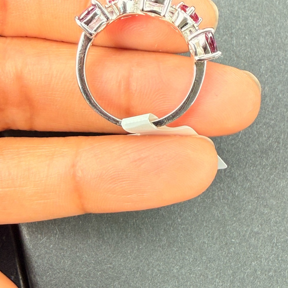 Natural Rhodolite Rhodium Over Sterling Silver Ring - Picture 7 of 8